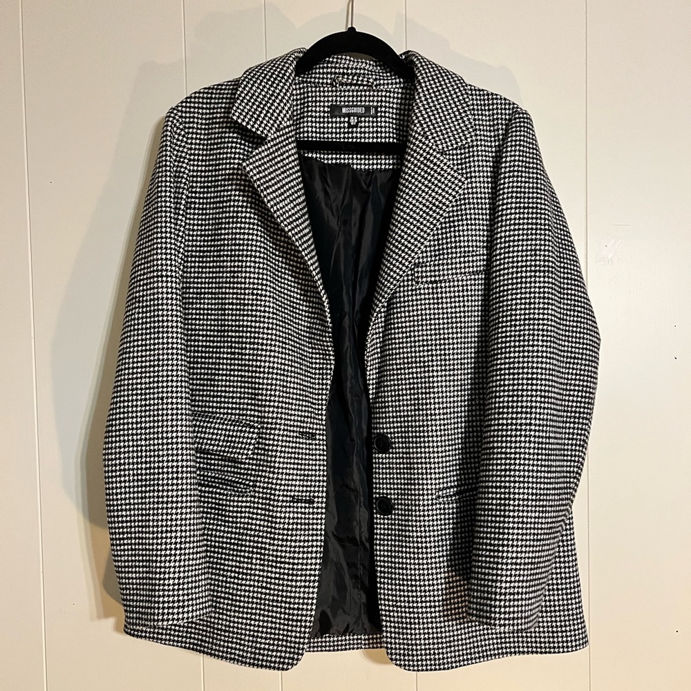 Missguided Oversized Houndstooth Blazer - Picture 1 of 7